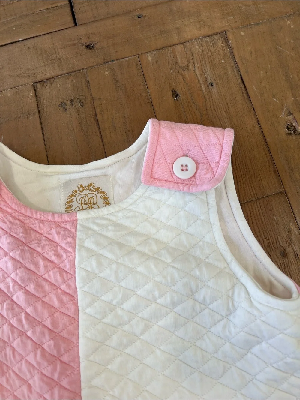 The Beaufort bonnet company Juliet jumper dress quilted pink white 3T